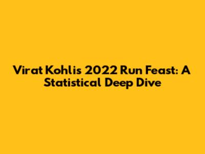 Virat Kohli's 2022 Run Feast: A Statistical Deep Dive