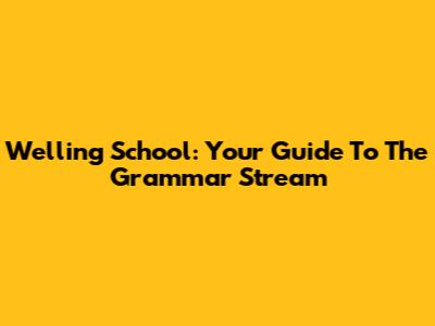 Welling School: Your Guide To The Grammar Stream