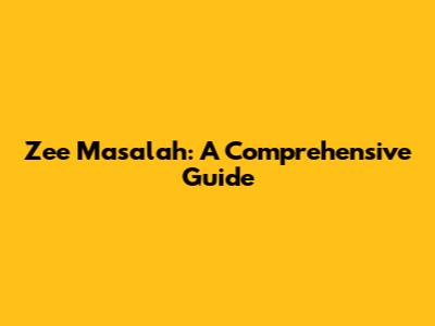 Zee Masalah: A Comprehensive Guide